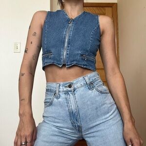 Vintage Denim Cropped Vest